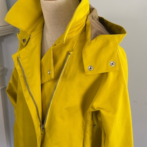 J.CREW Swing Trench Coat in yellow cotton, detachable hood, pockets Sz M NEW - Picture 13 of 16